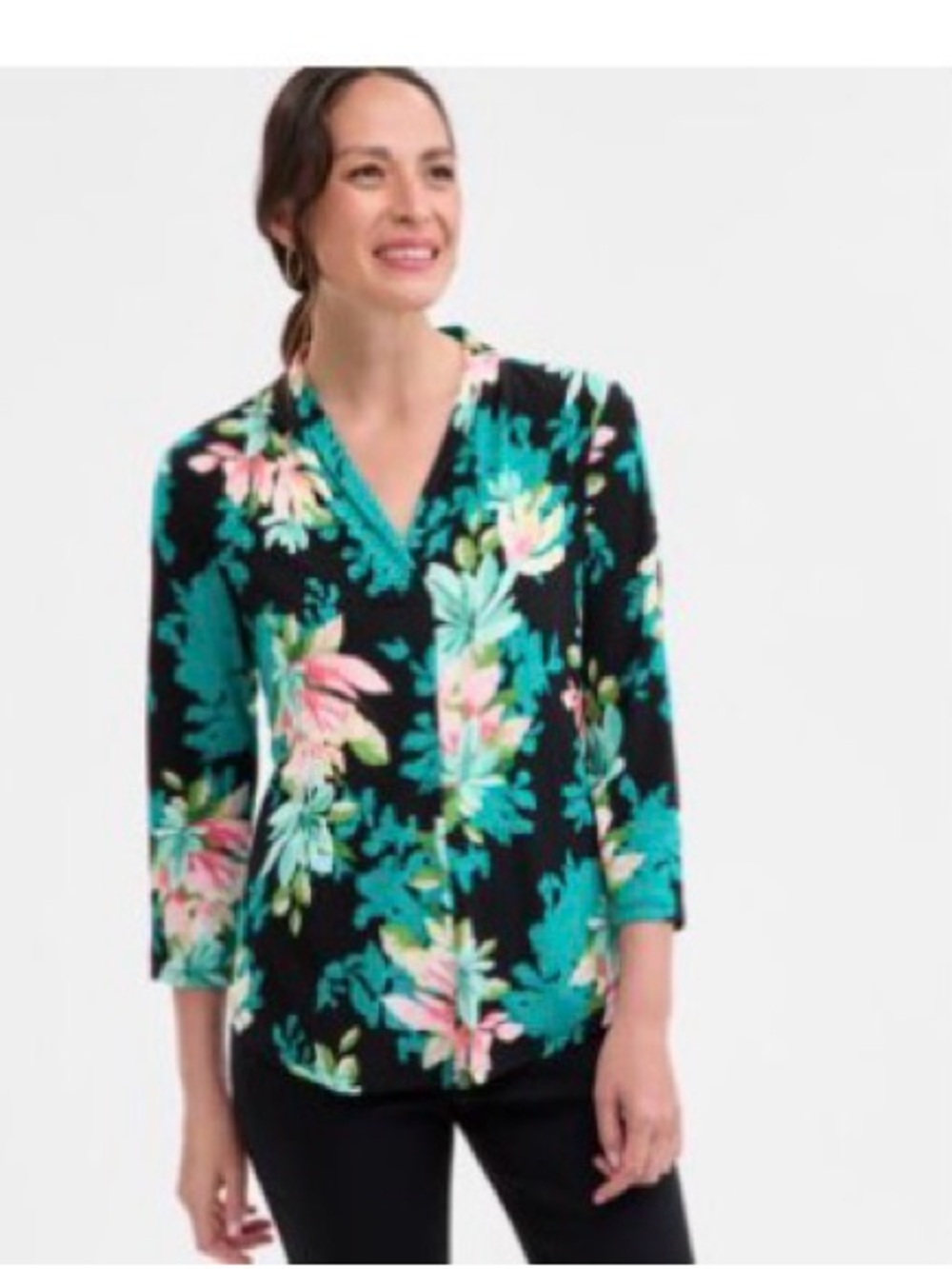 Plus Size Printed 3/4-Sleeve Top